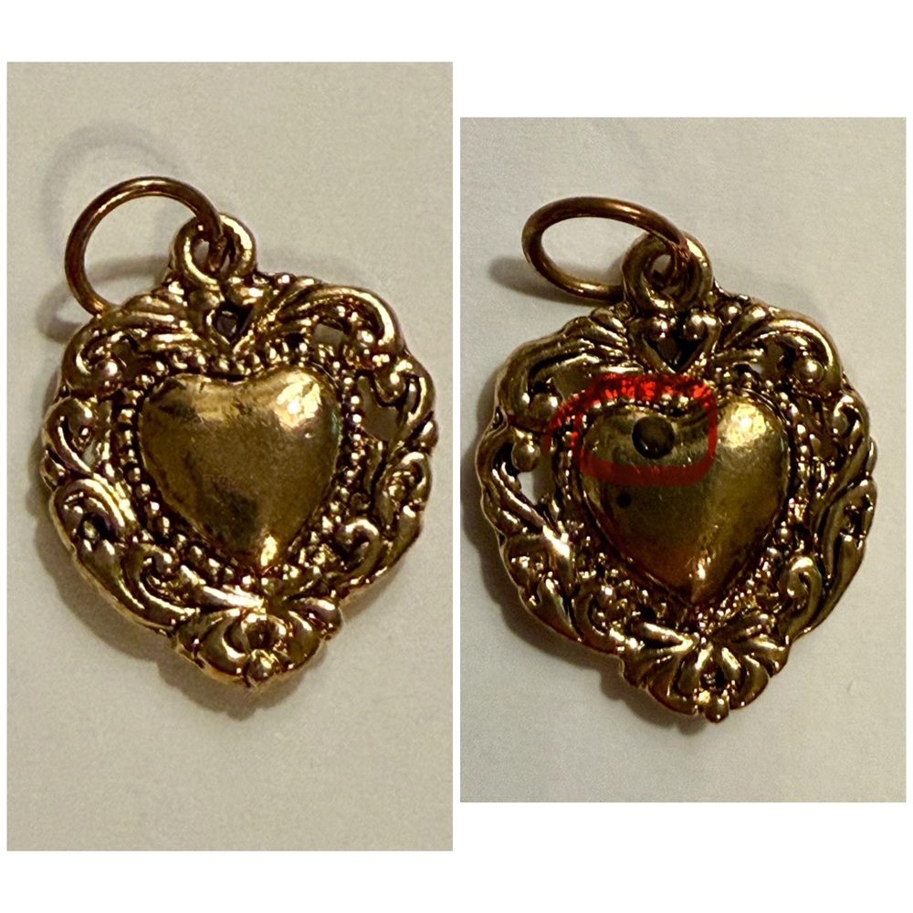 Necklace w/3 charms/pendants - 18”L necklace is 925 silver w/gold plating - Picture 7 of 11
